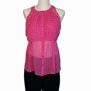 VERA WANG Princess • Large pink polka dot sheer top sleeveless women's Spring